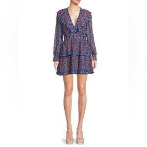 Saylor Mamie Floral Print Ruffle Long Sleeve Minidress S